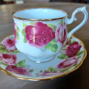 Vintage Cup and Saucer Royal Albert Old English Rose Bone China Made in England/ClassyGlassByMarsha