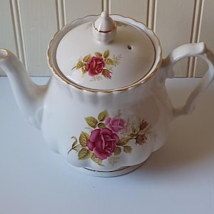 Vintage Floral Ceramic Teapot: Windsor England, Shabby Chic Decor