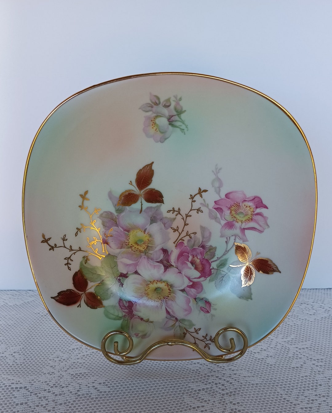 Schumann Arzberg Wild Rose Bowl: Mid-century Modern Gold Trim Trinket ...