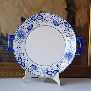 Arnart Blue Onion Plate Double Handled Vintage Porcelain Blue/White Floral Pattern
