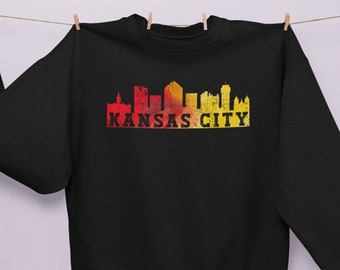 Vintage Kansas City Skyline Sweatshirt | Distressed KC Cityscape Sweater | Kansas City Pride | KCK Sweatshirt | Kansas City Missouri | KCMO