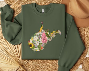 West Virginia Sweatshirt West Virginia Wildflowers WV Sweater Mountain Mama, Country Roads Sweater Apparel West Virginia Gift Mountain State