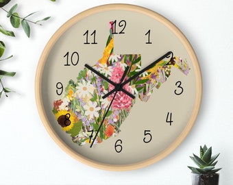 West Virginia Clock, West Virginia, WV, WV Wall Clock, WVU Shirt, Mountain Mama, Country Roads Wall Art, West Virginia Wall Decor