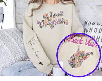 West Virginia Sweatshirt West Virginia Wildflowers WV Sweater Mountain Mama, Country Roads Sweater Apparel West Virginia Gift Mountain State