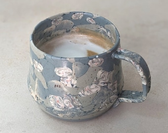 Handmade Blue and Grey Marbled Nerikomi Mug 009