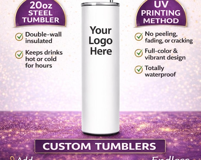 Featured listing image: Personalized 20oz Skinny Stainless Steel Tumbler