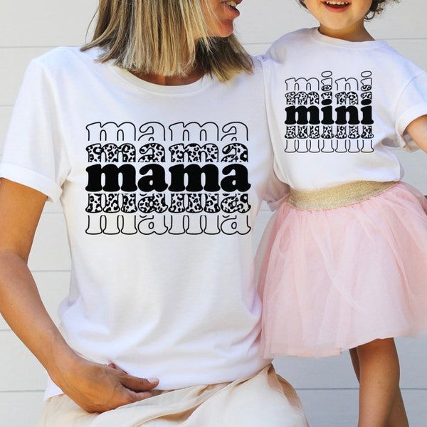 Ready To Press Screen Print Transfer | Mama and Mini Screen Print Transfer | Mommy and Me Cheetah Print | Stacked Mama and Mini Transfer