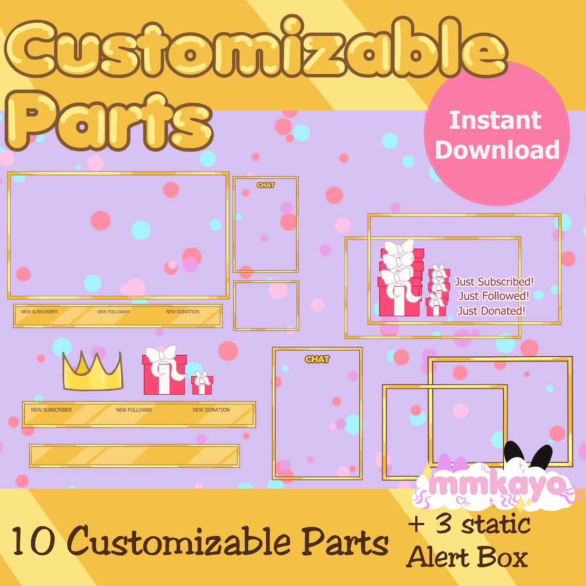 Gold Themed Birthday Confetti Stream Twitch Overlay Set Design Etsy UK