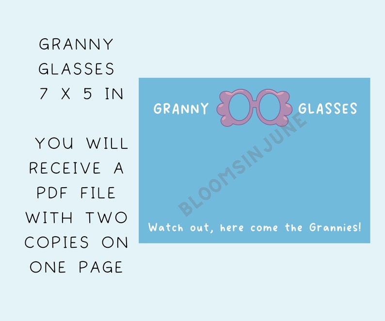 Granny Glasses Bluey Inspired Glasses Party Favor Digital Etsy