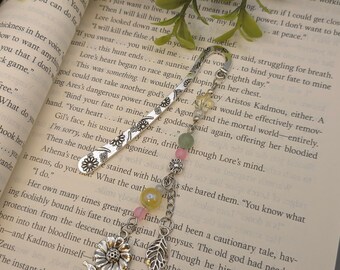 Blooming Meadow Bookmark | Handmade Floral Bookmark Charm with Beads | Nature-Inspired| Handmade Gift for Book Lovers | Unique Handmade Gift