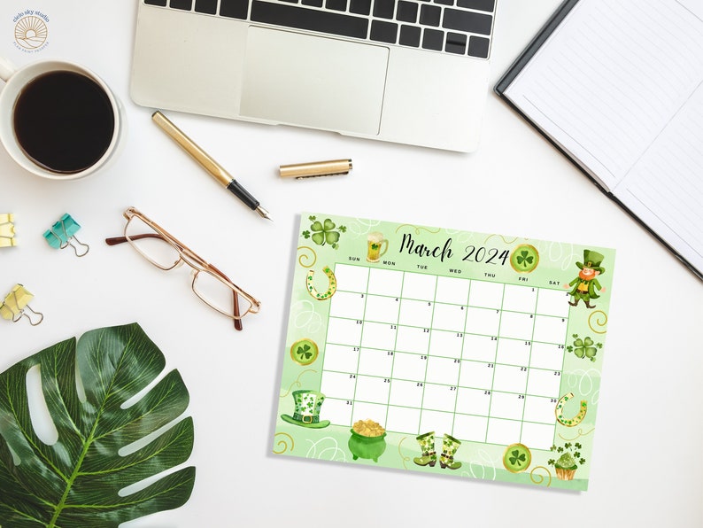 Printable March 2024 Calendar, Garden Gnome Calendar, Monthly Calendar