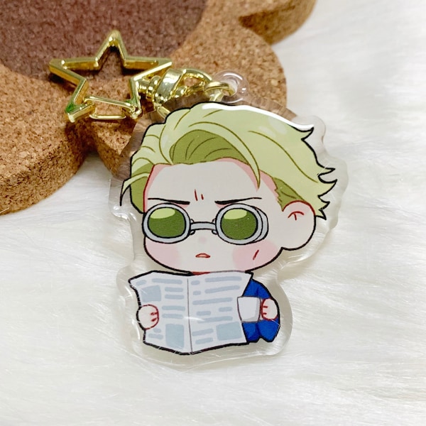 Grumpy Morning Coffee 2" Acrylic Keychain / Epoxy Charm  Double Sided / Anime Charm / Gift