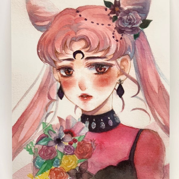 Chibiusa Anime Art Print / Sailor Moon / Black Lady / Mini Print