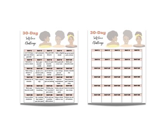 30 Tage Selbstliebe Challenge | Druckbar | Selbstpflege | Wellness | Monatsplaner | Monatliche Affirmation | Monatlicher Tracker | Afroamerikaner