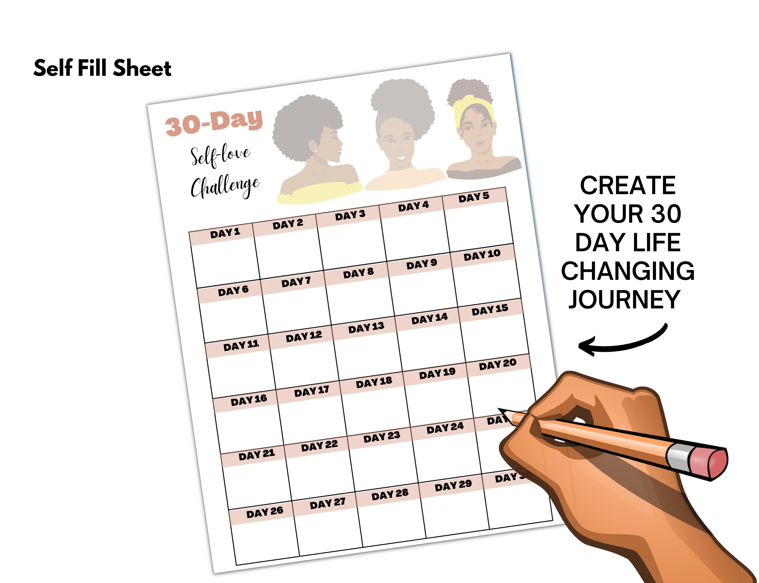 30 Day Self Love Challenge | Printable | Self Care | Wellness | Monthly ...