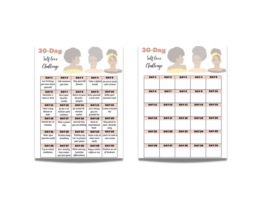 30 Day Self Love Challenge | Printable | Self Care | Wellness | Monthly ...