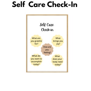 Daily Self Care Check-in Poster| Self-love & Mental Health Printable ...