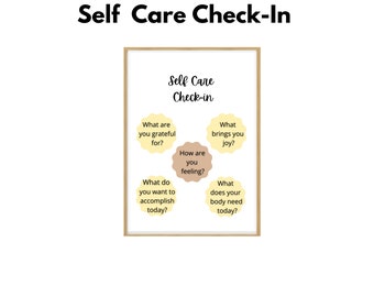 Tägliches Self-Care-Check-in-Poster | Selbstliebe & seelische Gesundheit Printable | Wanddeko | Therapiebüro| Ratgeber Wandkunst | Sofort Download