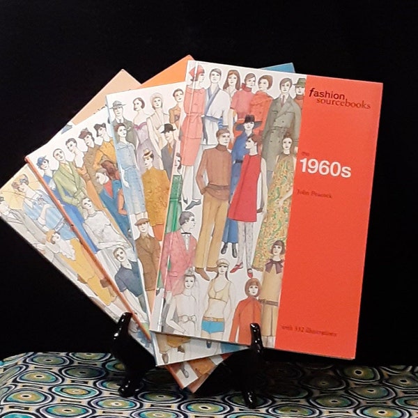 FOUR Fashion Sourcebooks - 1920s, 1930s, 1940s and 1960s ~ Softcover, 1990s Publication ~ Line Drawn Illustrations with Descriptions