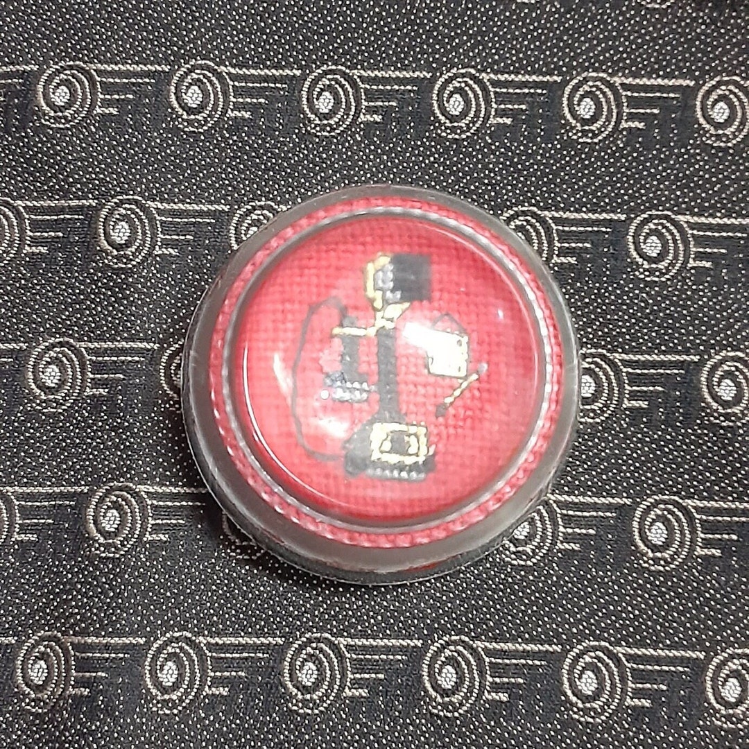 Glass Dome Paperweight With Cross Stitch Needlework of Oldtimey Phone