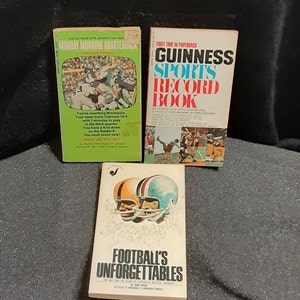 THREE Sports Related Vintage Paperback Books ~ Football ~ General Sports Record Book ~ 1970s