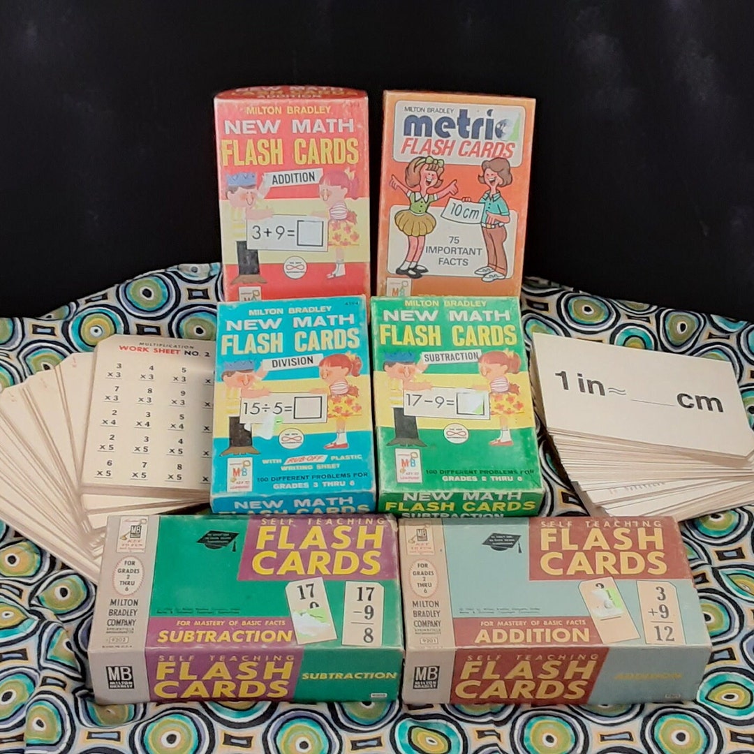 Large Collection of Vintage Math Flash Cards Milton Bradley Addition