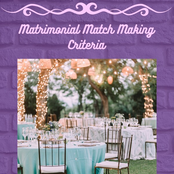 Matrimonial Match Making Criteria Template - PDF Printable