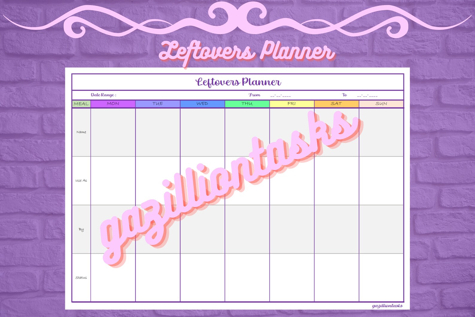 Leftovers Planner Tracker Template - Etsy