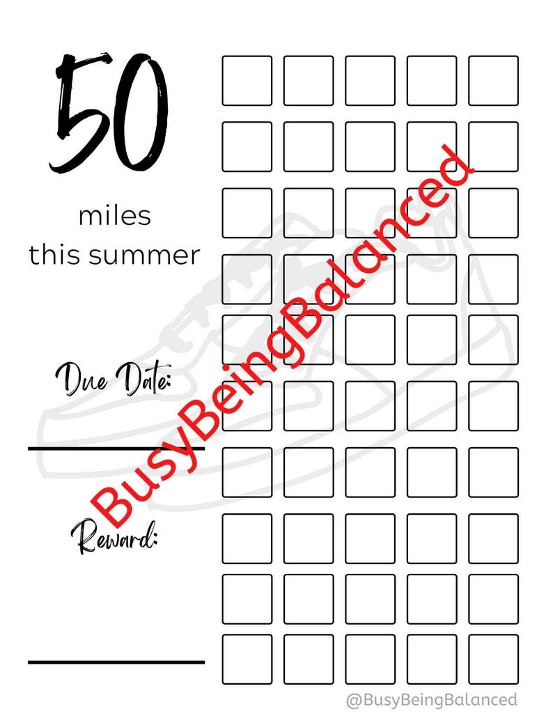 50 Mile Tracker Printable Etsy