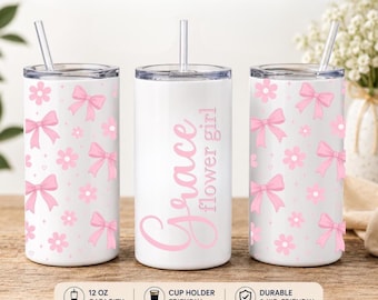 Personalized Flower Girl Tumbler, Flower Girl Cup, Wedding Party Gift, Flower Girl Proposal, Flower Girl Gift, Jr Bridesmaid Gift