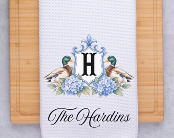 Personalized Tea Towel, Monogrammed Kitchen Towel, Wedding Gift for Couple, Custom Last Name Towel, Newlywed Gift, Bridal Shower Gift