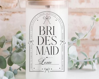 Personalized Bridal Party Frosted Glass Cup Bridesmaid Glass Tumbler Wedding Weekend Gift Bride Cup