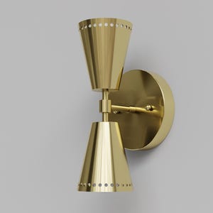 Mid-Century Modern Double Cone Brass Wall Sconce –  Model 010