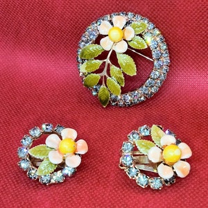 SIGNED HOBE Demi Parure Brooch and Earrings