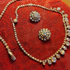 Vintage WEISS AB Rhinestone Parure, Necklace Bracelet Earrings Set - Stunning Bridal Jewelry, Rare and Highly Collectible, Gift for Her