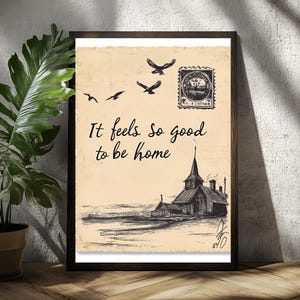 Impression d'art, affiche de carte postale vintage, décoration murale horizontale rétro, esthétique d'appartement mignon, impression physique