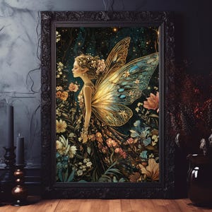 Lámina artística de Fairy Queen Dark Academia: póster gótico cottagecore, decoración de pared de brujas, arte de hadas forestcore, regalo de hadas, melancólico