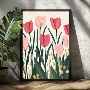 Estampado de peonías de verano, arte floral original dibujado a mano, póster de pared brillante y colorido, decoración moderna de peonías, impresión de pared para galería.