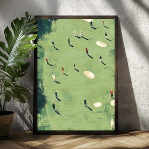 Tiny Golfers Art Print, Minimalist Golf Wall Art, Abstract Sports Poster, Vintage Green Decor, Gift for Golf Lovers, Physical Print