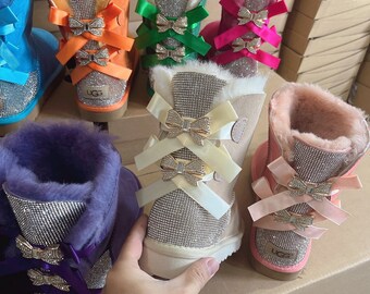 Custom Pink Glitter Ugg Size W7 - Etsy