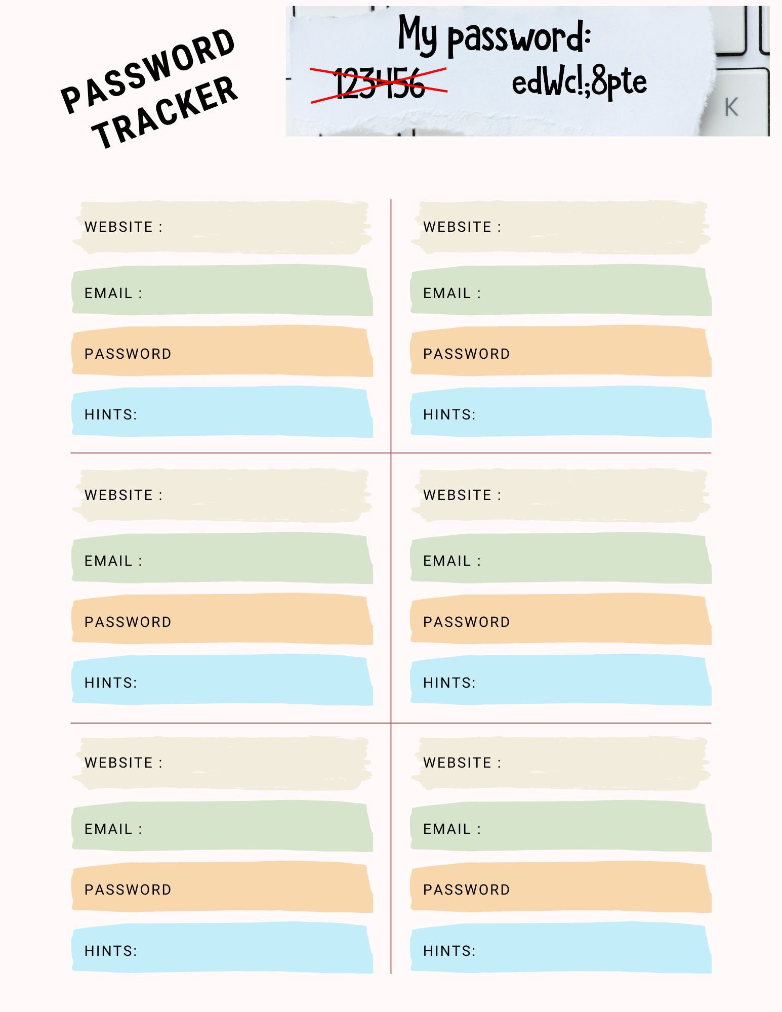 Password Collectore Password Organizer, Instant Download, Digital Password Organizer - Etsy