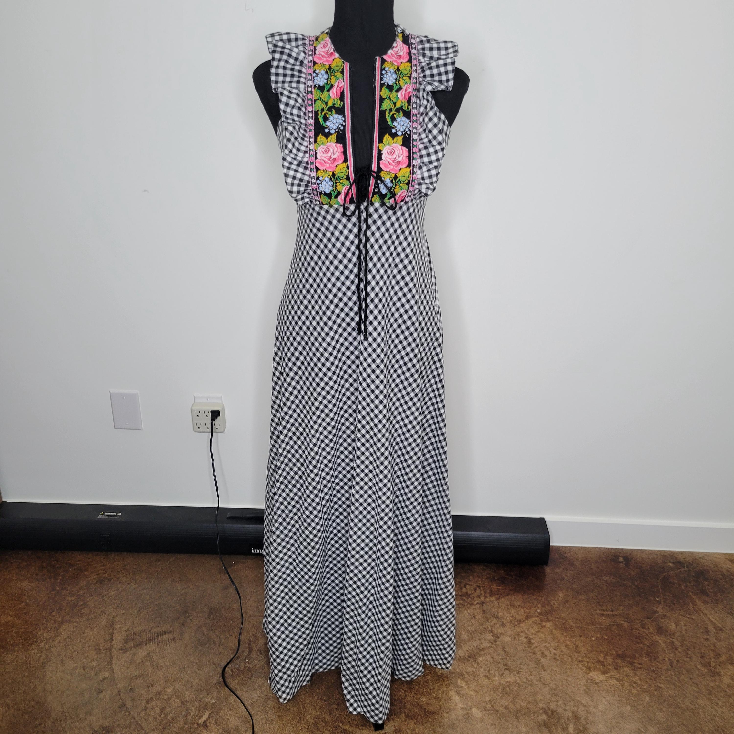 Black Gingham Maxi Dress - Etsy