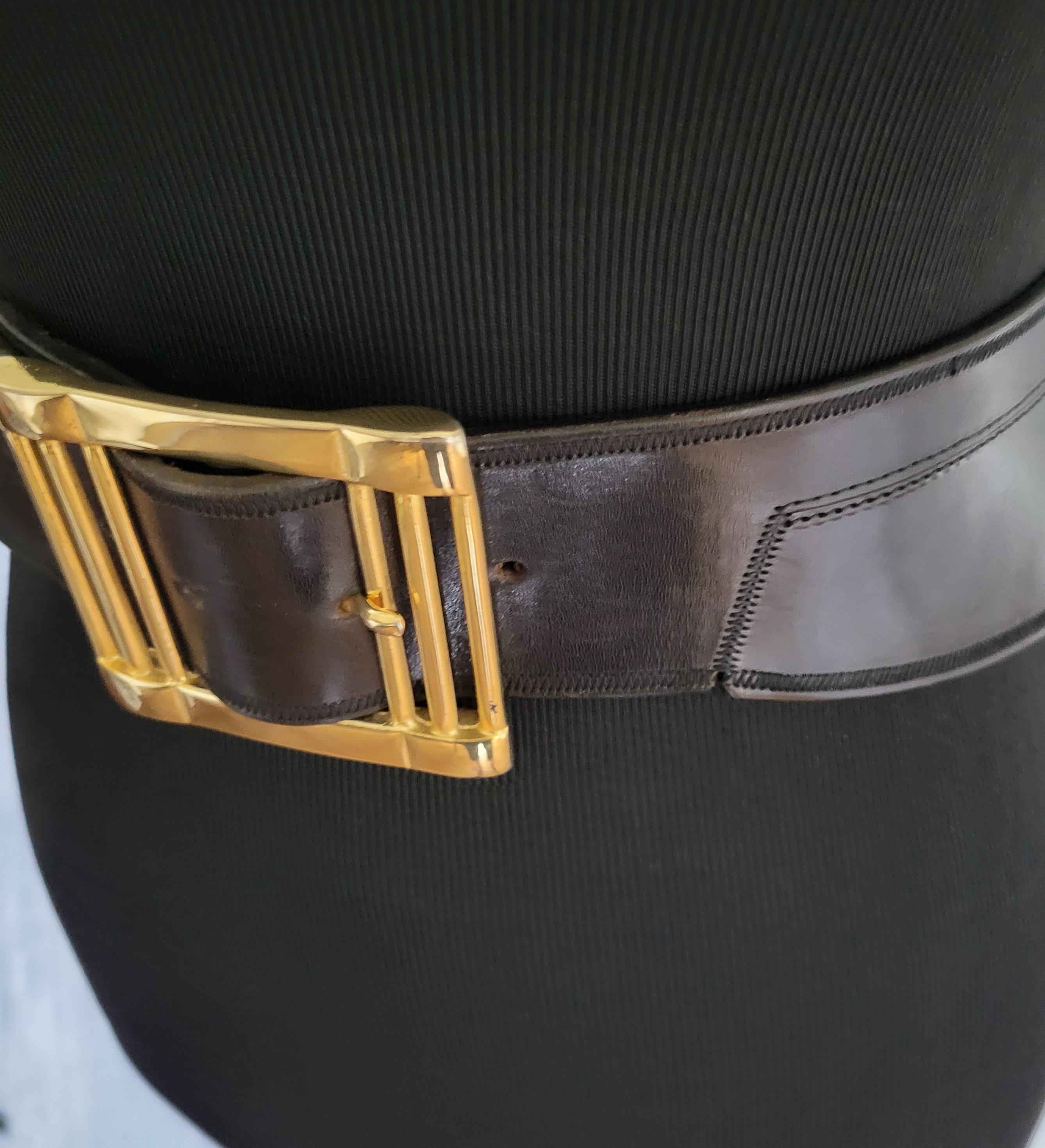 Women\'s Vintage Cinch Black Leather Belt Italian Designer Brand Linea Pelle Sz S Women main image 2