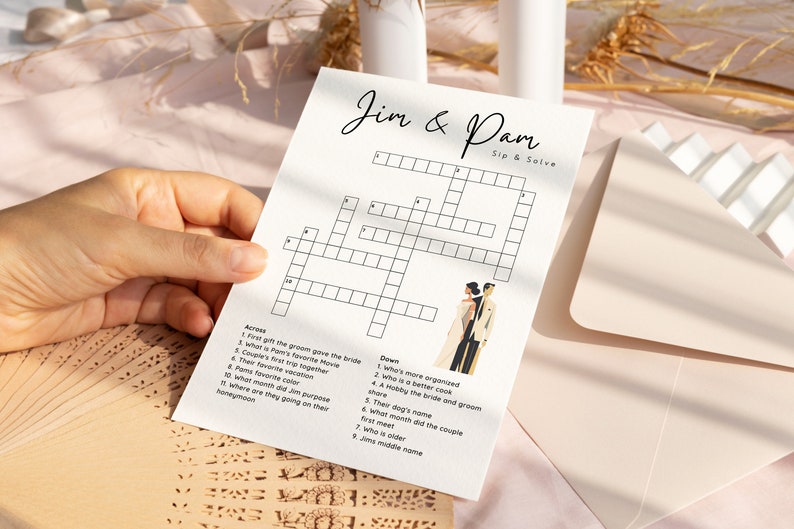 Custom Crossword Puzzle, Crossword Puzzle, Wedding Activity, Lawn Games