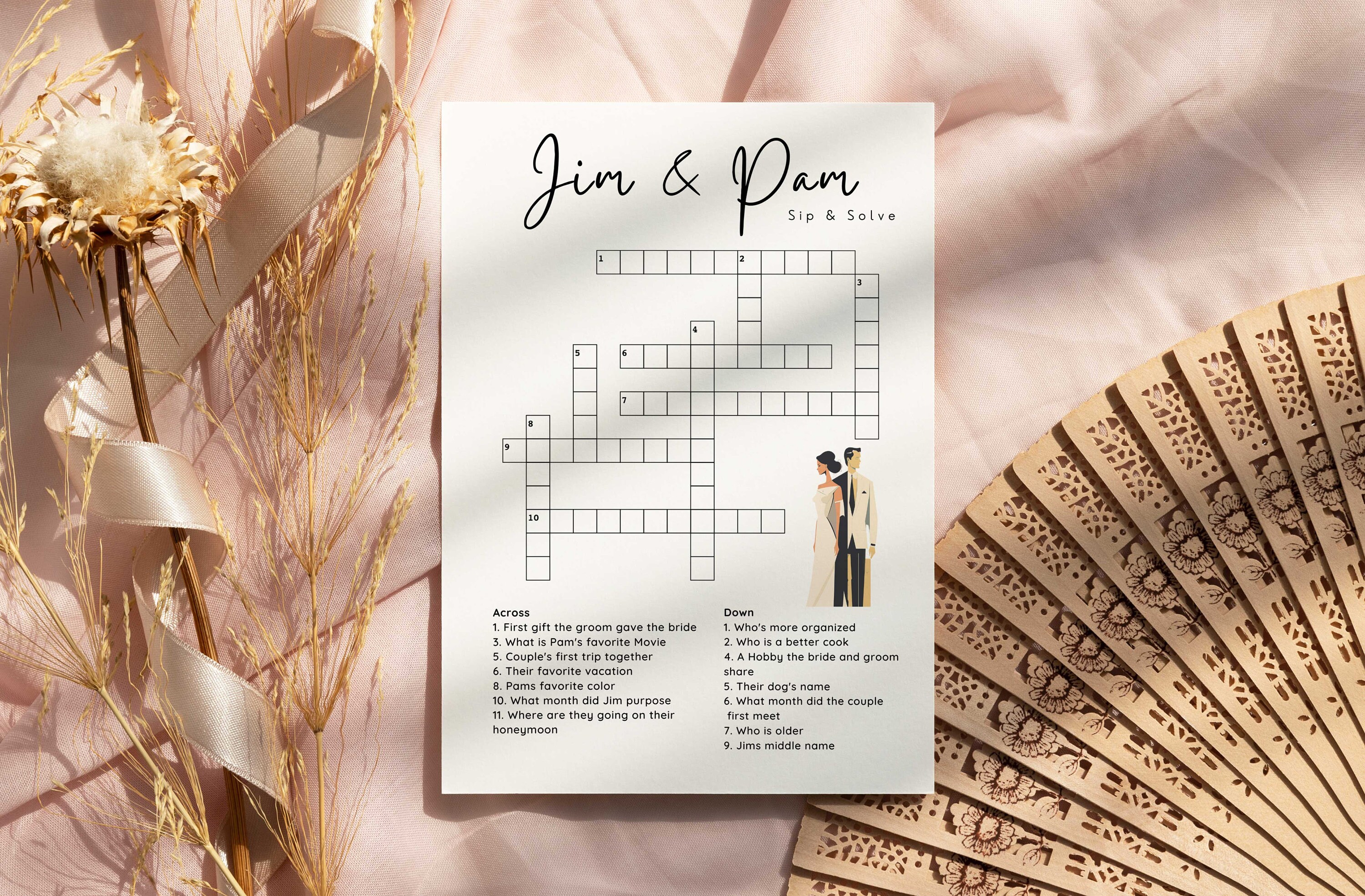 Custom Crossword Puzzle, Crossword Puzzle, Wedding Activity, Lawn Games