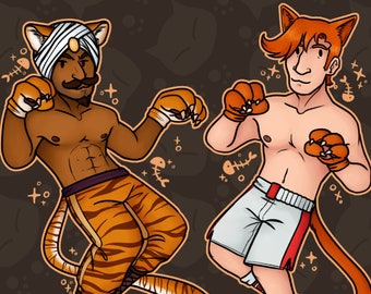 Catboy Glass Joe & Great Tiger - Punch-Out!! Acrylic charms