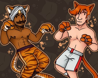 Catboy Glass Joe & Great Tiger - Punch-Out!! Acrylic charms