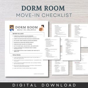 College Dorm Packing List College Packing List University Student Checklist Printable  University Freshman Moving Out Checklist What to Buy
