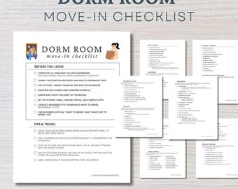 College Dorm Packing List College Packing List University Student Checklist Printable  University Freshman Moving Out Checklist What to Buy