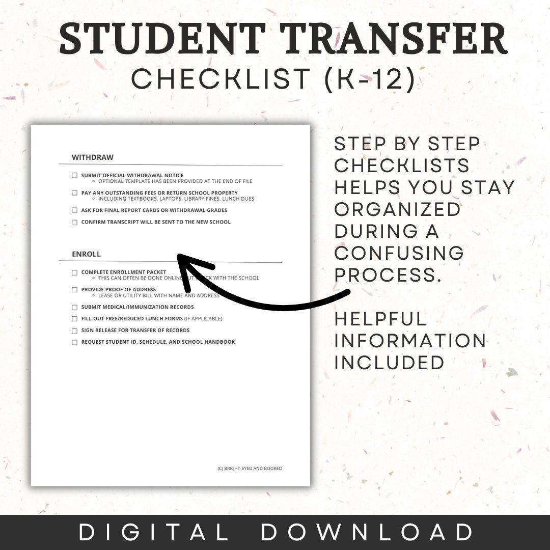 Transfer Student Sign Student Transfer Checklist Transfer Student Checklist Transferring ...